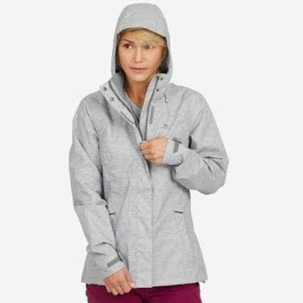 Decathlon Quechua MH100 Waterproof Hiking Jacket XL Gray Hooded Outdoors Travel